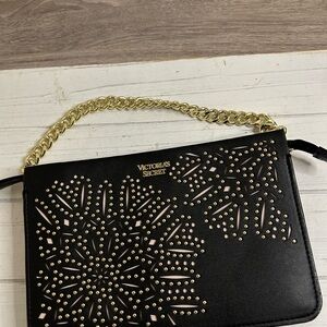 Victoria's Secret Black and Gold Studded Clutch